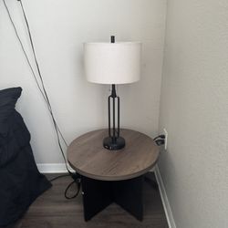 Bed Side Table And Lamp Set Of 2  