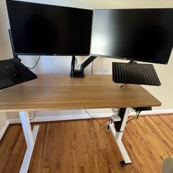 Dual 27”  LG 4K Monitors and  Stand Up Desk