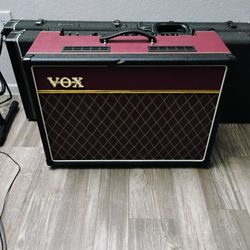 Used Maroon Vox Ac15 With Canvas Fitted Protective Cover 