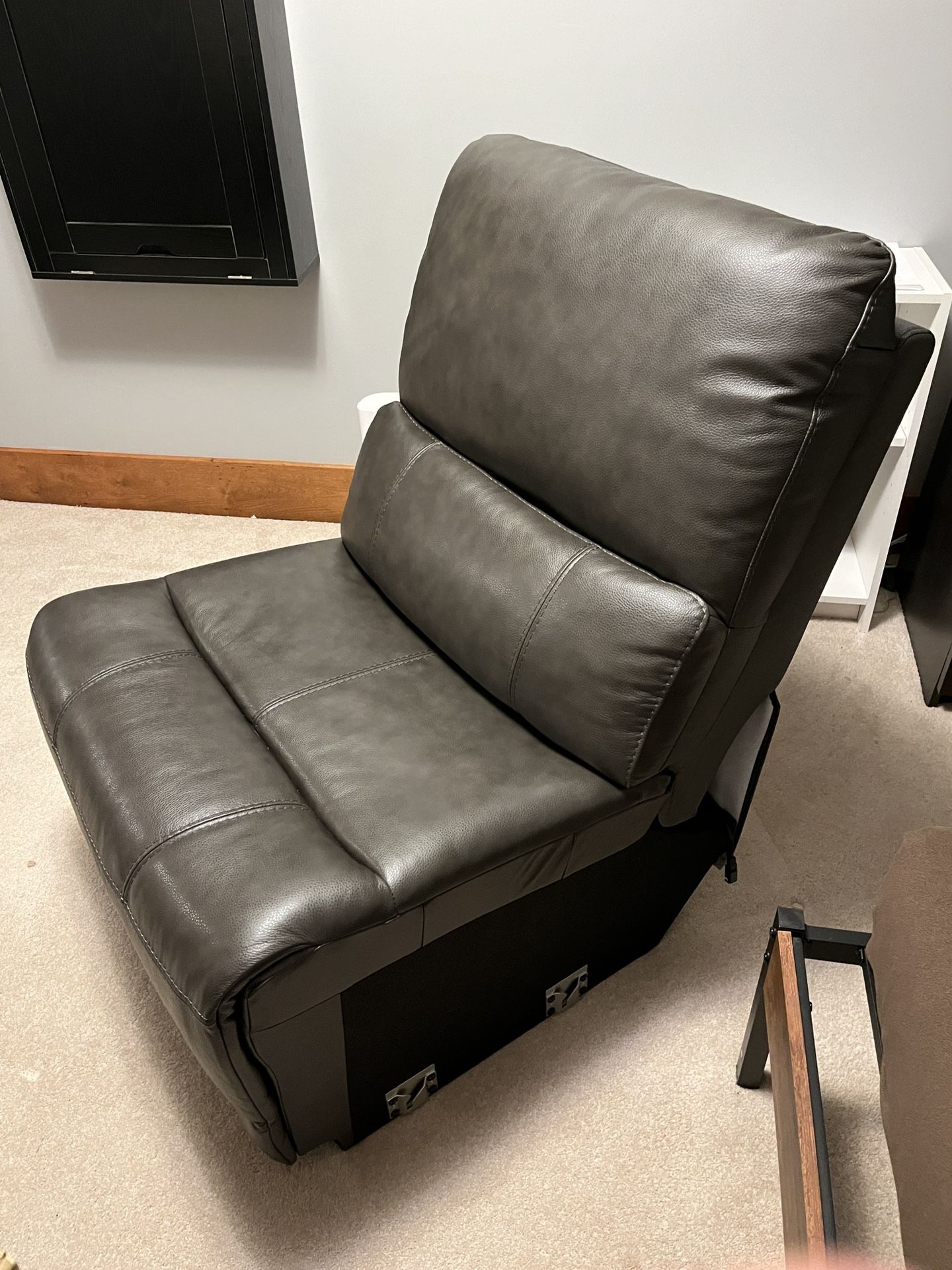 Wylder Leather Couch Non-reclining Section (grey)