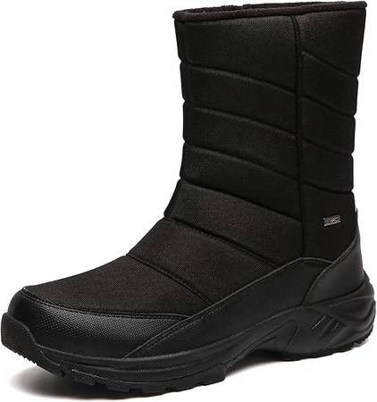 NEW SZ 14 SILENTCARE Men Insulated Winter Snow Boots Mid-Calf Fur Warm Waterproof Slip On Outdoor Athletic
