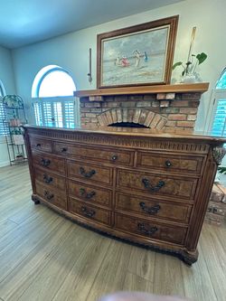 Ornate Wood Dresser by Schnadig