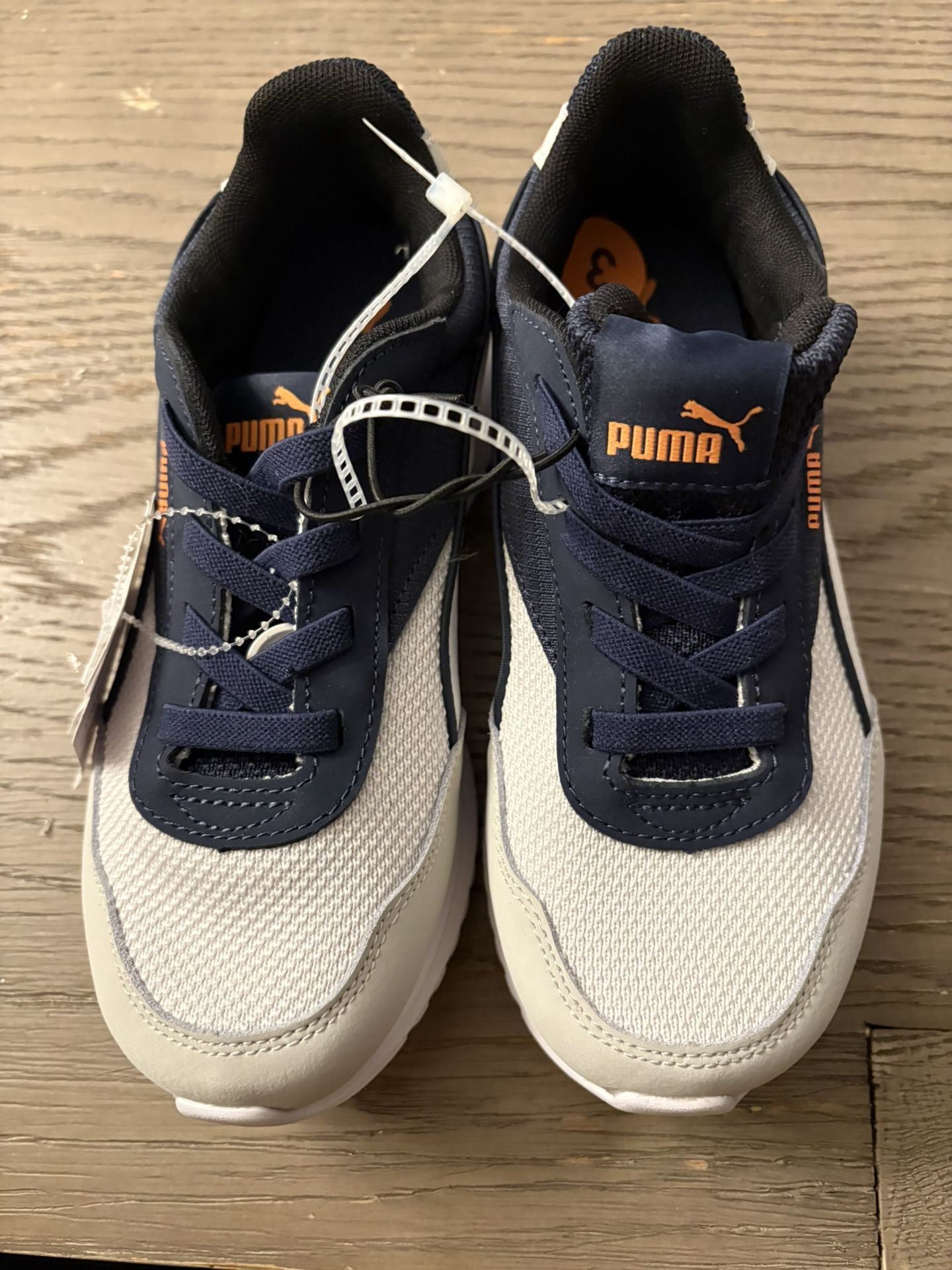 Kids Size 3 Navy And White Puma Sneakers Shoes