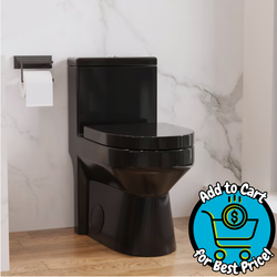 DeerValley Liberty Glossy Black Round Standard Height 12-in Rough-In WaterSense 1.6 GPF Dual Flush Soft Close 1-piece Toilet