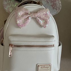 Loungefly White Sequin Detail Minnie Backpack 
