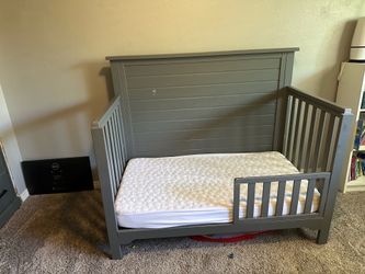 Child Craft - Gray Crib with toddler rail