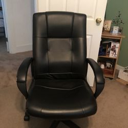 Leather office chair with wheels