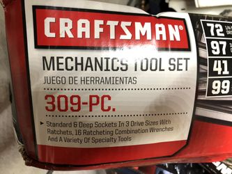 Craftsman Mechanics Tool Set 309-Piece, SAE/METRIC, Includes Ratcheting Wrenches. All Craftsman Tools Are Now Being Made in China. This Set Was Made