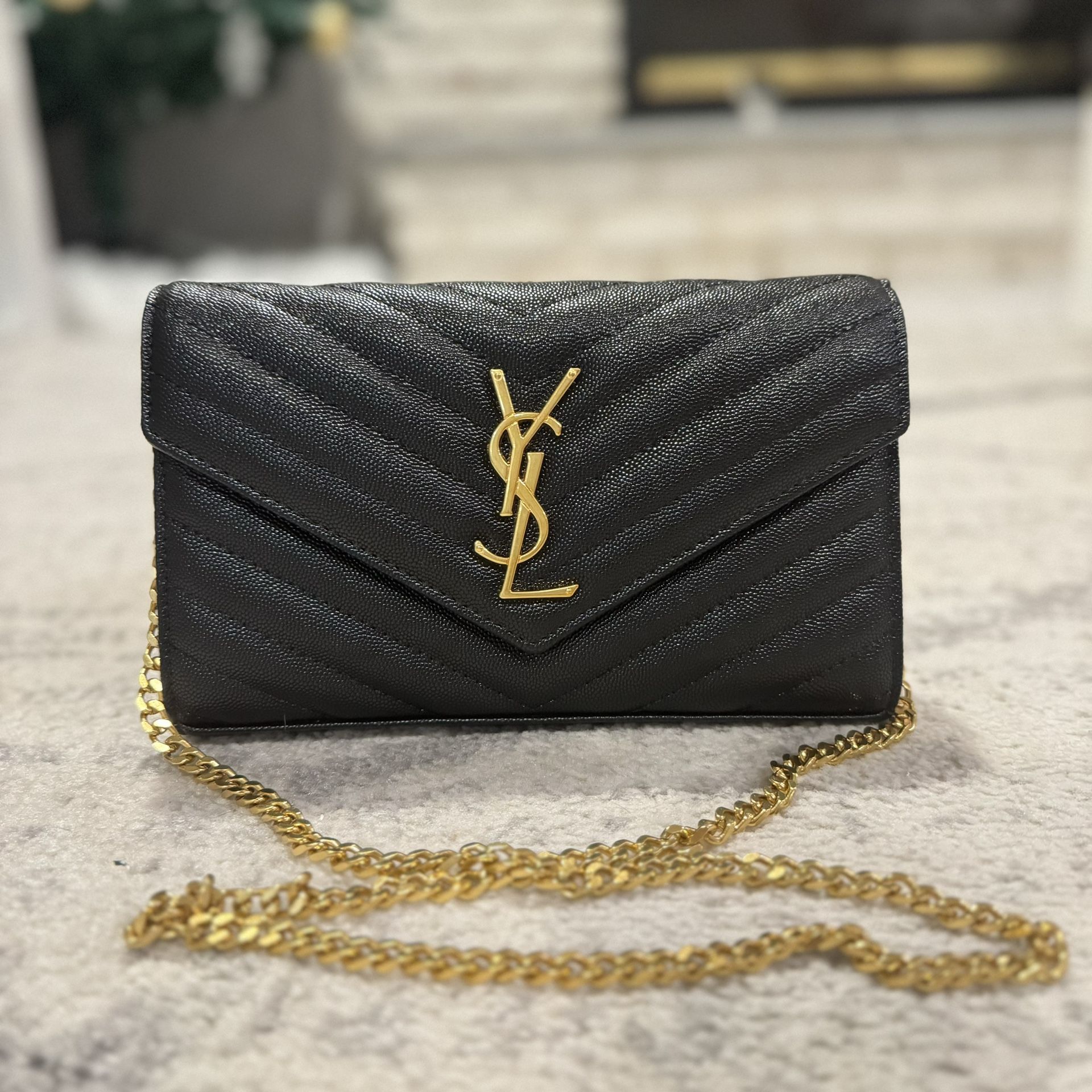 Carousell Ysl Wallet On Chain Small Ysl Monogram Envelope Chain Wallet  Singapore Retail Price YSL