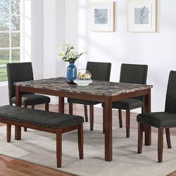 DINING TABLE SET WITH CHAIRS AND BENCH 