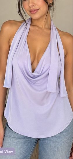 Lavender Cowl Neck Halter Top