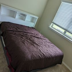 Queen Bed Set With Mattress And Headboard With Shelves 