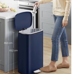 13 Gallon (50 L) Trash Can, Stainless Steel Kitchen Garbage Can, Recycling or Waste Bin, Soft Close, Step-On Pedal, Removable Inner Bucket