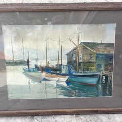 Water Color Original Painting. Solid Wood Frame 
