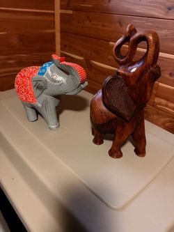 Decorative Elephant Figurines Set of 2