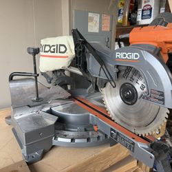 RIDGID 15 Amp Corded 12 in. Dual Bevel Sliding Miter Saw with 70 Deg. Miter Capacity and LED Cut Line Indicator