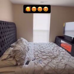 Kingsize Fireplace Bedframe With Tv Mount Inside