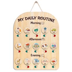 Daily Routine Chart for Kids, Wooden Visual Schedule, Morning Bedtime Chore Chart, Child Responsibility Board, Daily Tasks