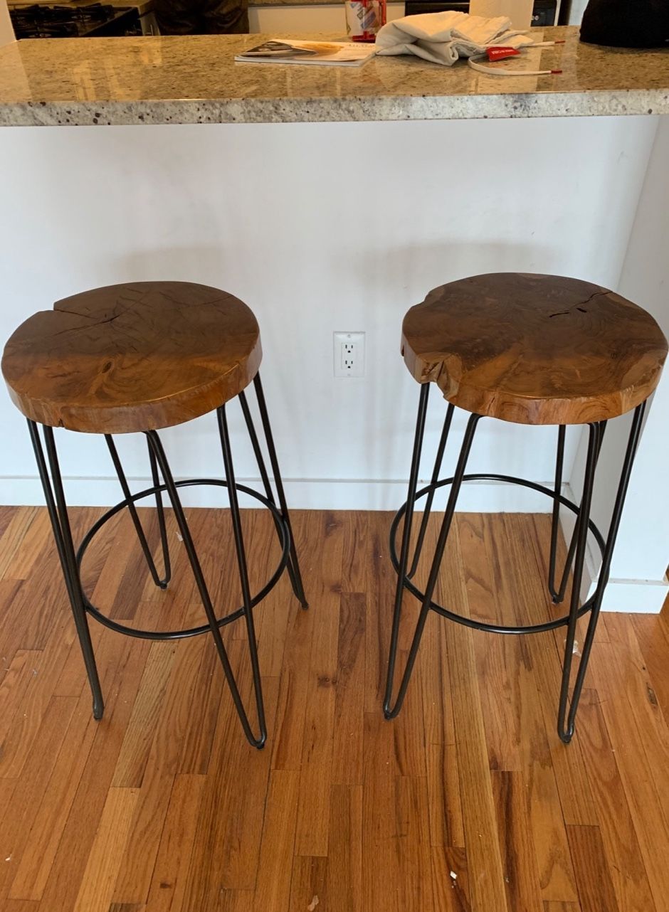 Crate And Barrel Teak Bar Stools
