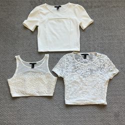 Forever 21 Women’s Lace & Cutout Short Sleeve Crop Tops - Size Small