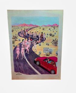 8x10 Vintage risqué comic illustration by artist John Dempsey