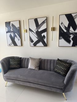 Gray Velvet Sofa