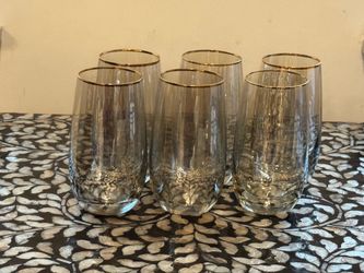 6 Gold rim Smokey colored glasses