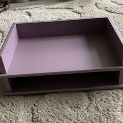 New Two-Tier Purple wooden wood desk organizer tray 