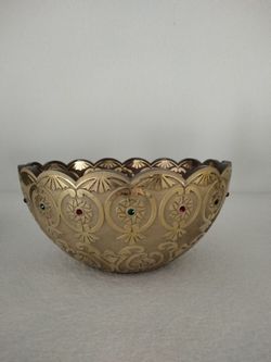 24 Karat Gold Coated High Quality Handcrafted Crystal Bowl