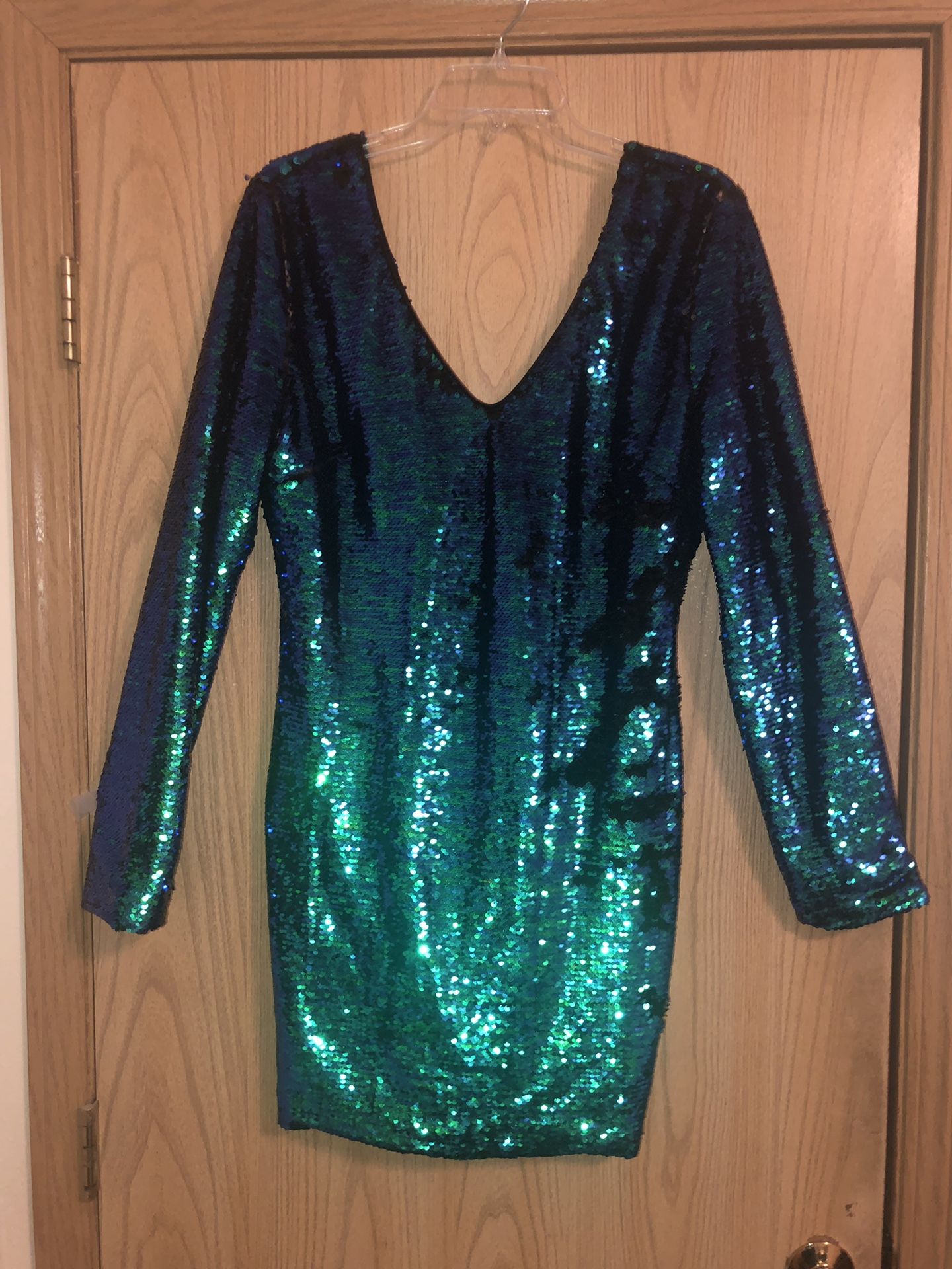 Short sequin dress.