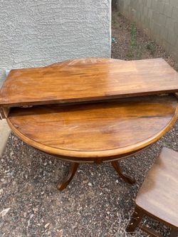 Wood table with leaf and 2 chairs