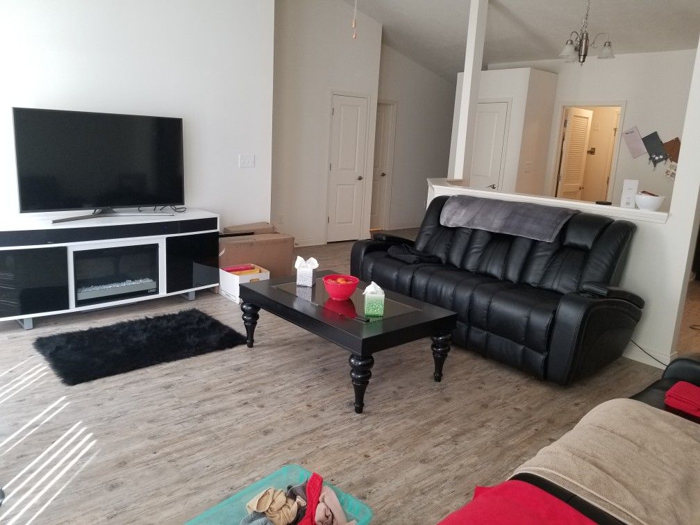 Leather couch with recliners