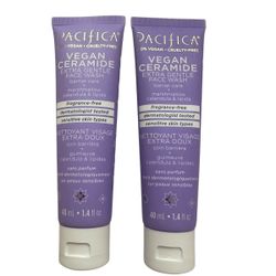 2 Pacifica Travel Size Vegan Ceramide Extra Gentle Face Wash 1.4 fl oz Cleanser
