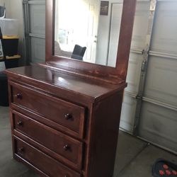 Wooden Dresser with Mirror