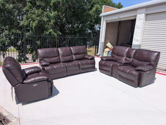 Zero gravity power reclining leather sofa set