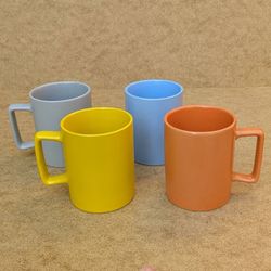 Bruntmor large 16 Oz matte pastel multi color set of 4 ceramic large coffee mugs tea cups