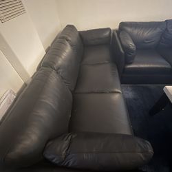 Black Leather Couch Set Of 2