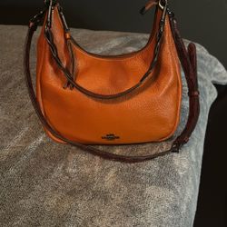 Coach Jules Hobo Burnt Orange Leather Shoulder Bag 