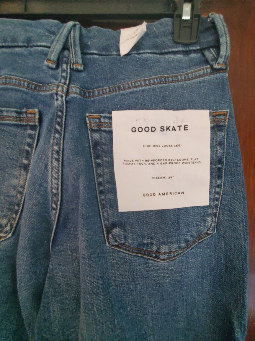 Good American Women's Good Skate High-Rise, Loose Leg Jeans