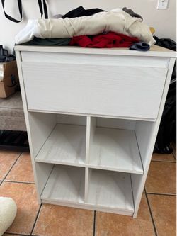 small night stand with drawer and 4 cubbies