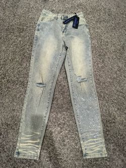 ROMWE Men's Rhinestone Distressed Jeans