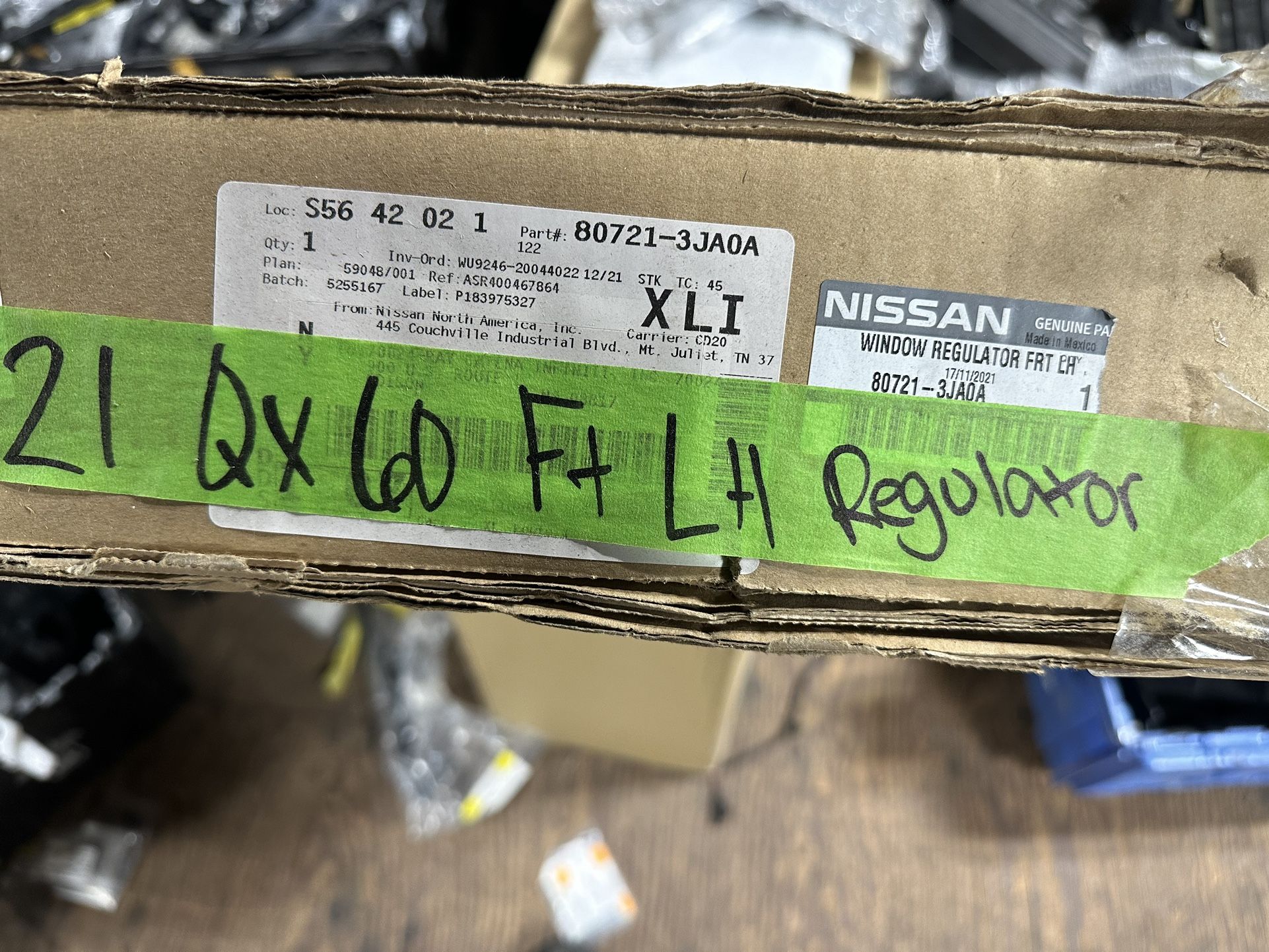13-21 Infiniti Qx60 Lt Ft Window Regulator