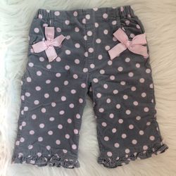 Children’s Place 6-9M grey/polka dot corduroy pants for baby girl