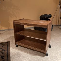 Rolling Side Table Console Office Storage Shelf 