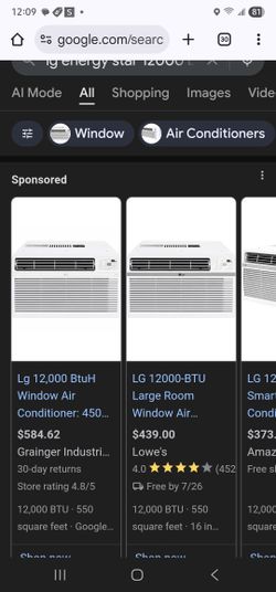 Air Conditioner. 1200BtuH LG Energy Star