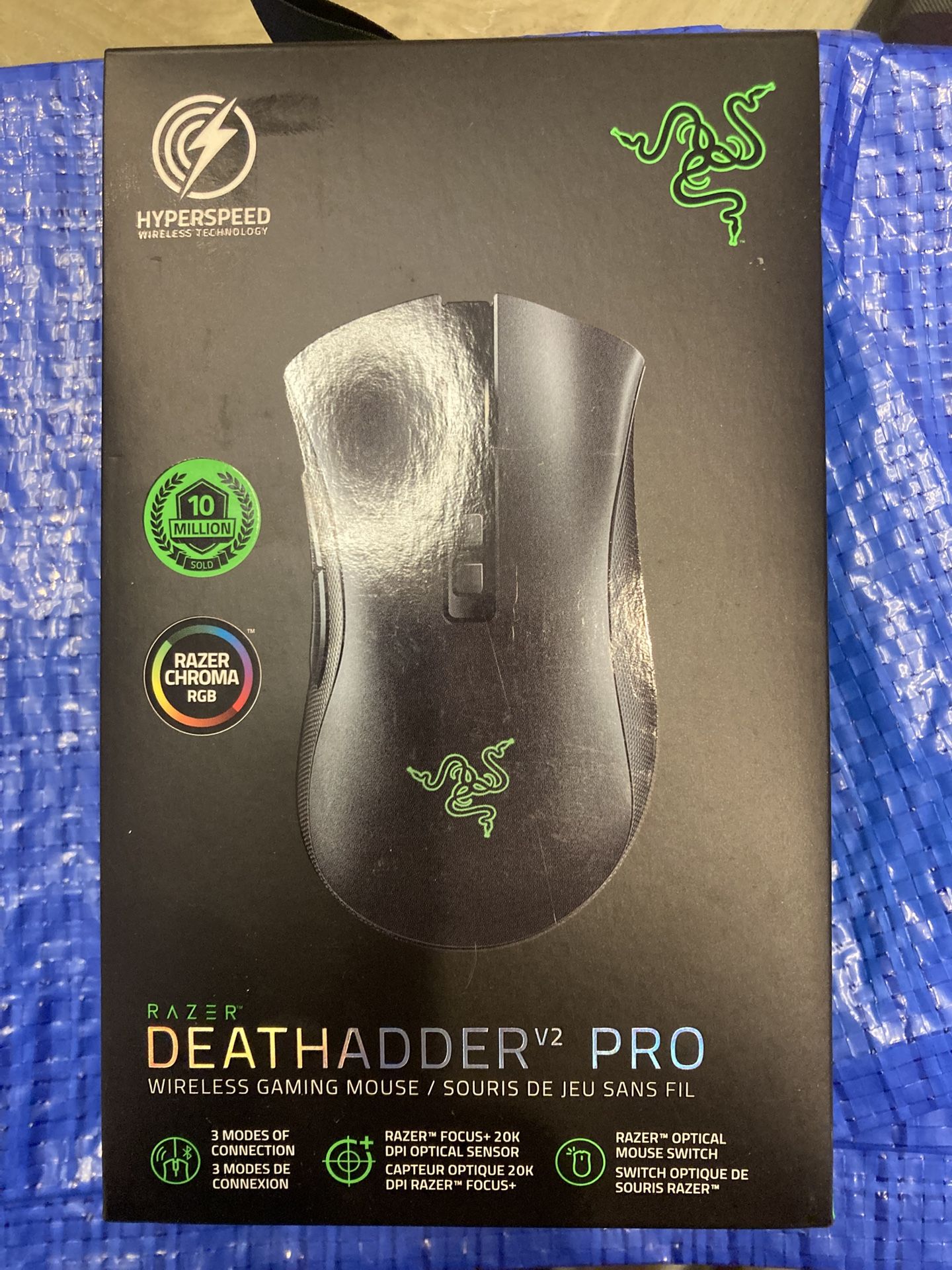 Razer DeathAdder V2 Pro Wireless Gaming Mouse: 20K DPI Optical Sensor - 2nd Gen Faster Optical Switch - Chroma RGB Lighting - Up to 120hrs Battery Lif