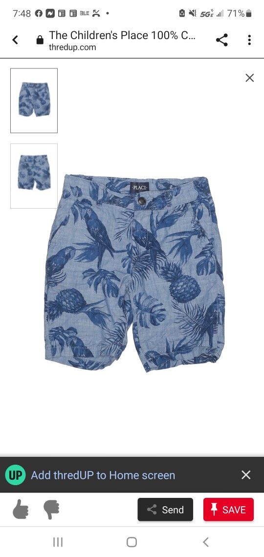 TROPICAL BIRD PRINT ADJUSTABLE WAIST CHILDREN'S PLACE SHORTS
