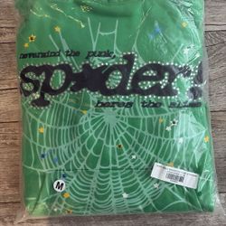Sp5der Rhinestone Green Hoodie V2