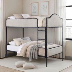 TWIN TWIN BUNK BED METAL  (FORLIO) $479  DELIVER AVAILABLE  MATTRESS SOLD SEPARATELY 
