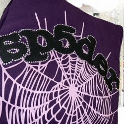 Sp5der Worldwide Hoodie Puffer Print & Rhinestones Size L 